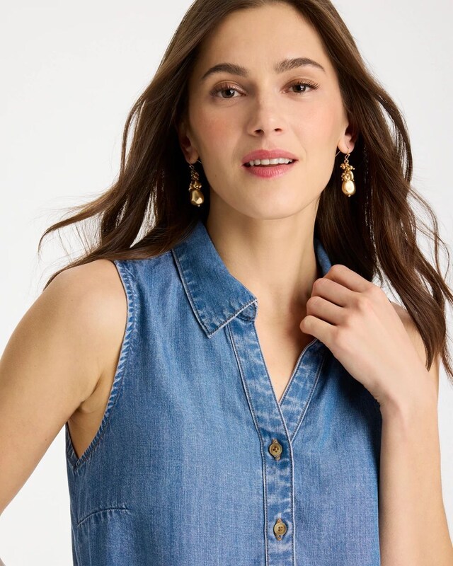 Tencel Denim Sleeveless Shirt - image 4